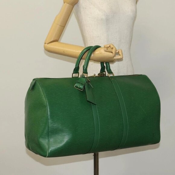 LOUIS VUITTON Epi Keepall 50 Boston Bag Green - Picture 14 of 16
